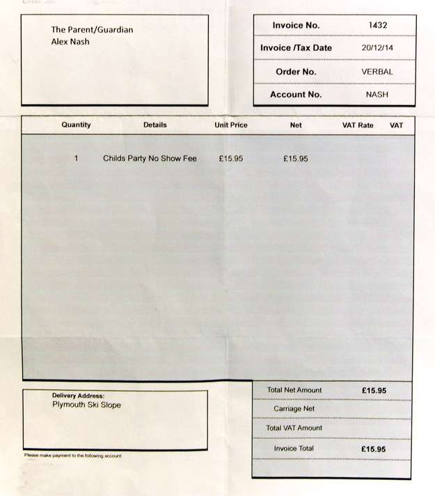invoice to little boy